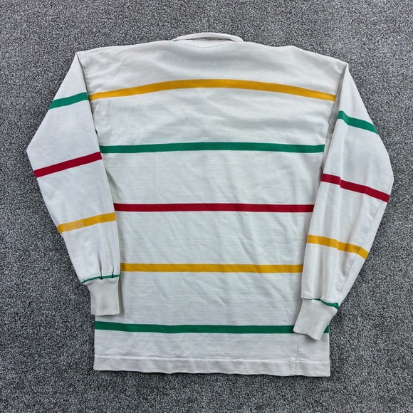 Vintage Canterbury New Zealand Rugby Shirt Mens L White Striped Long Sleeve Polo - Picture 4 of 5